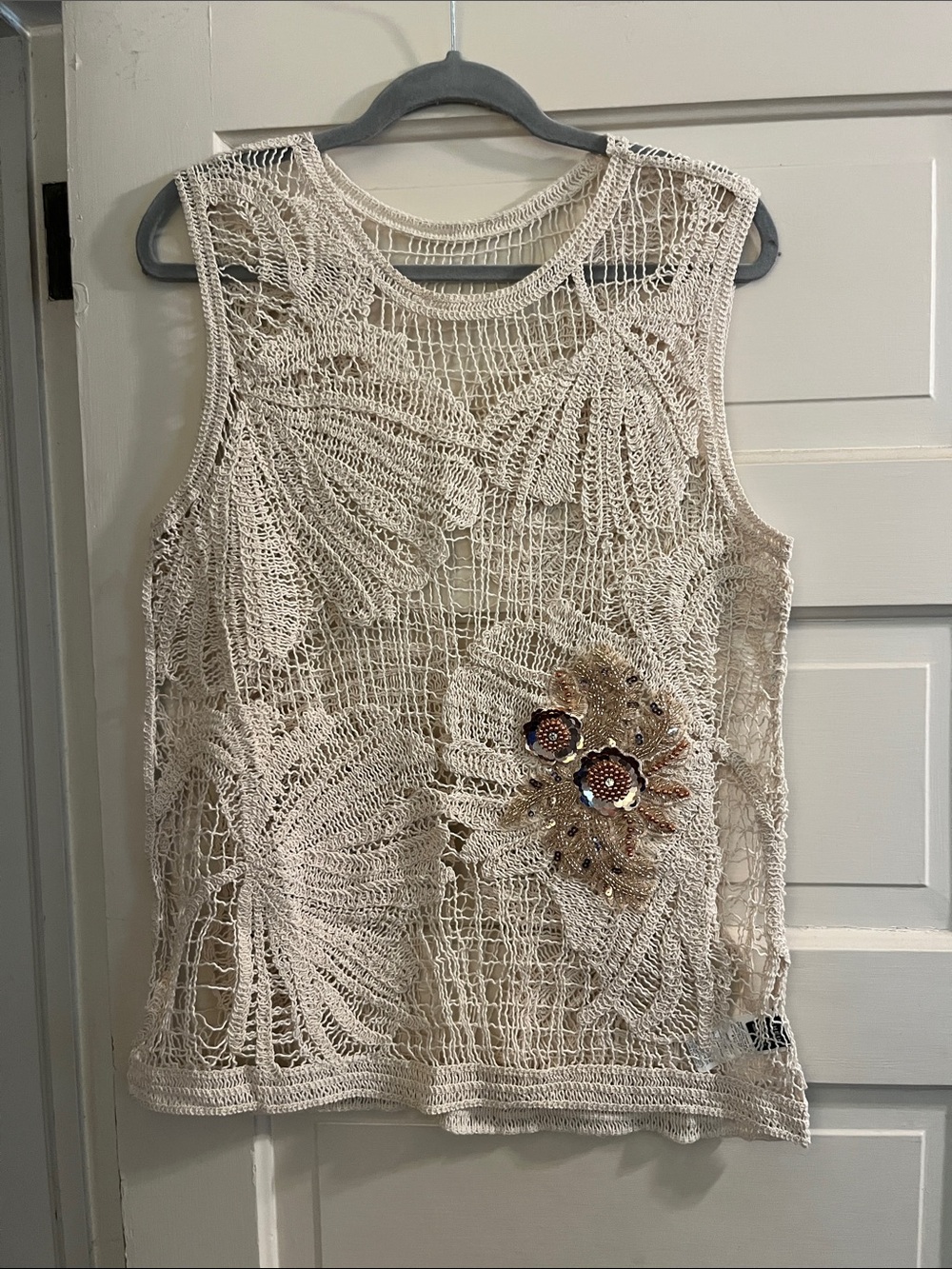 Embellished Crochet Top